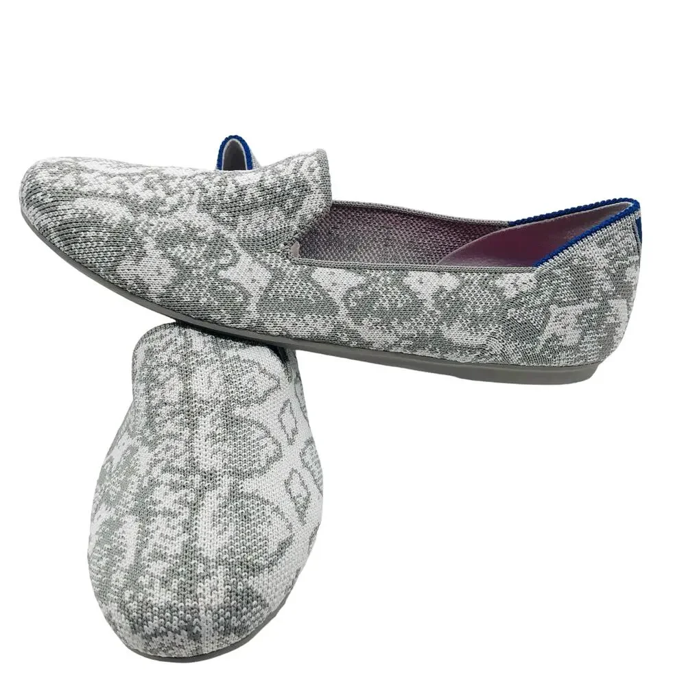 Rothy's The‎ Loafer Ivory Grey Snake Women’s Size 6.5